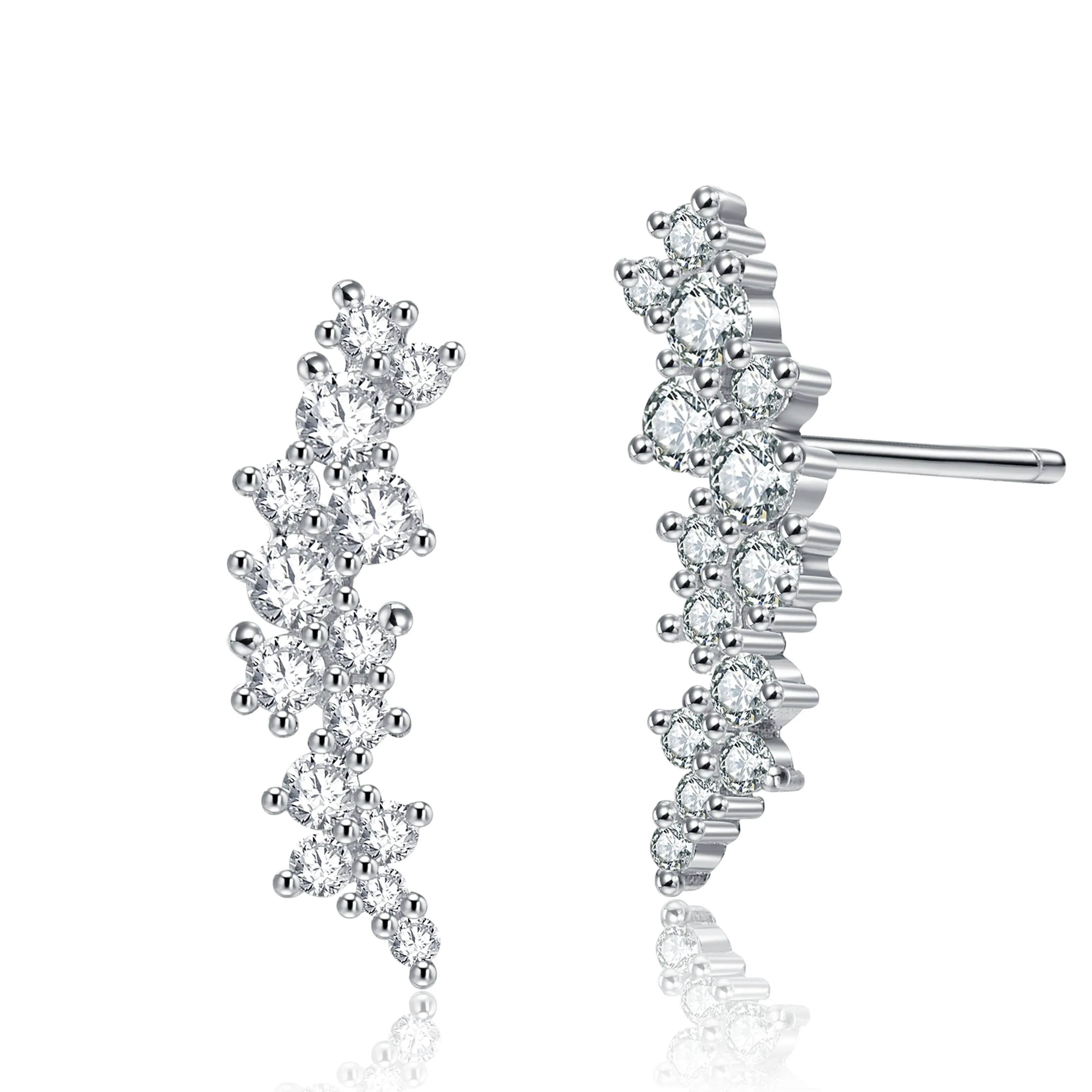 GENEVIVE Rhodium Plated Clear Cz Stud Earrings Size 0.67