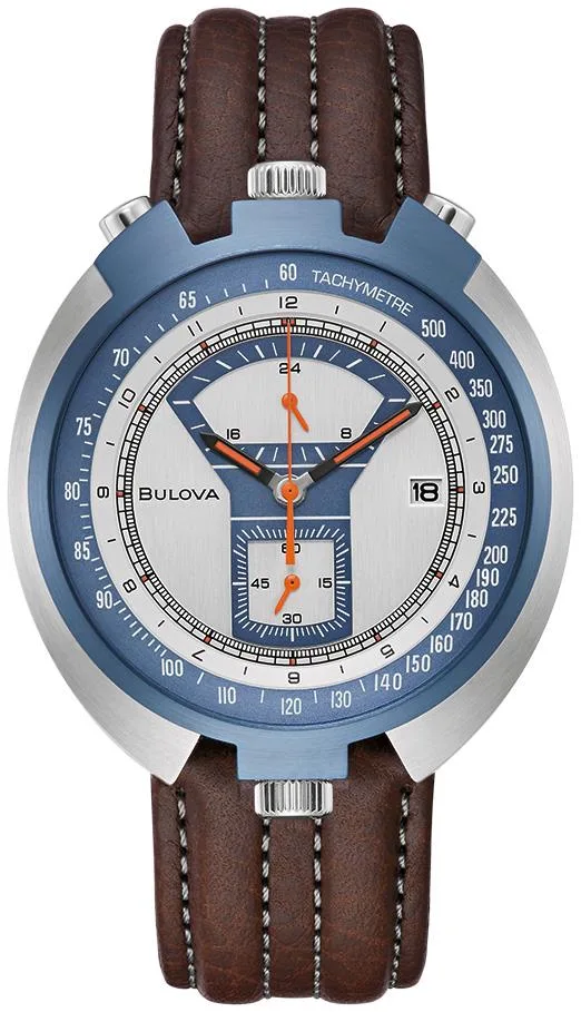 Bulova Watches Men's Archive Parking Meter Brown Leather Strap Watch Silver-White Dial