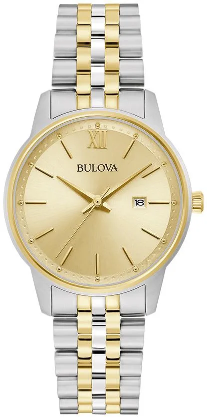 Bulova Watches Corporate Exclusive, Classic Ladies' Watch, Two Tone Gold w/Champagne Dial