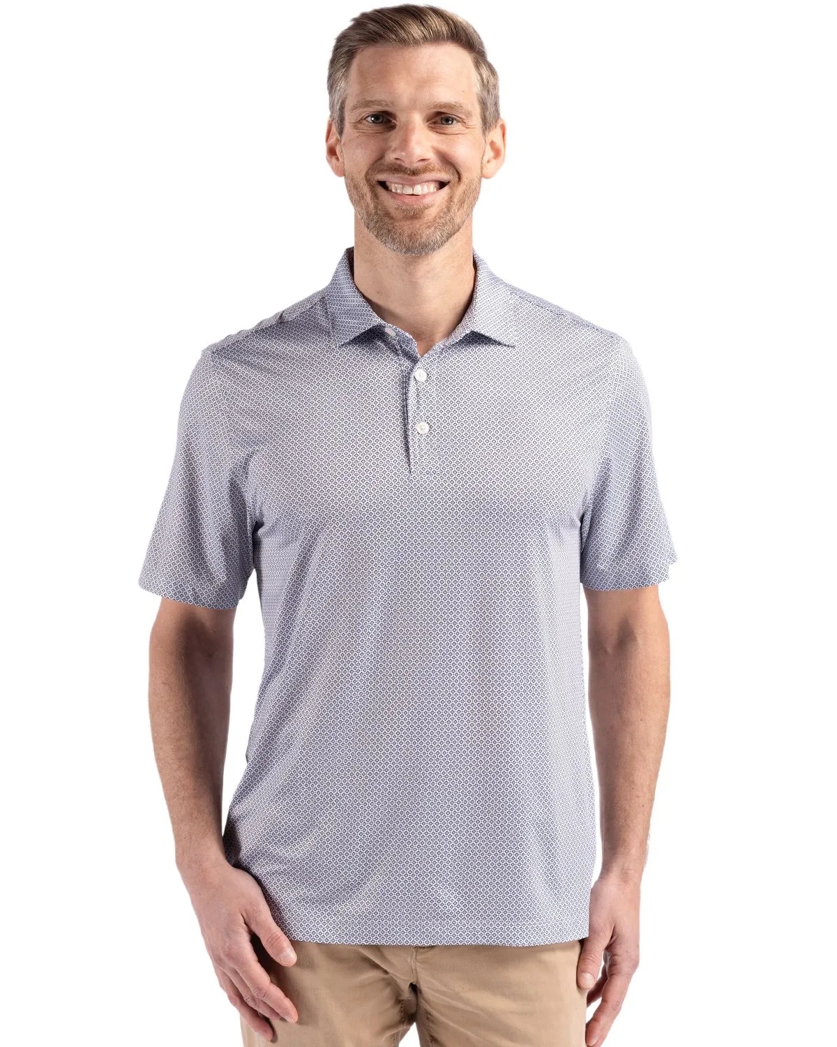 Cutter & Buck Pike Eco Diamond Dot Print Recycled Mens Big & Tall Polo
