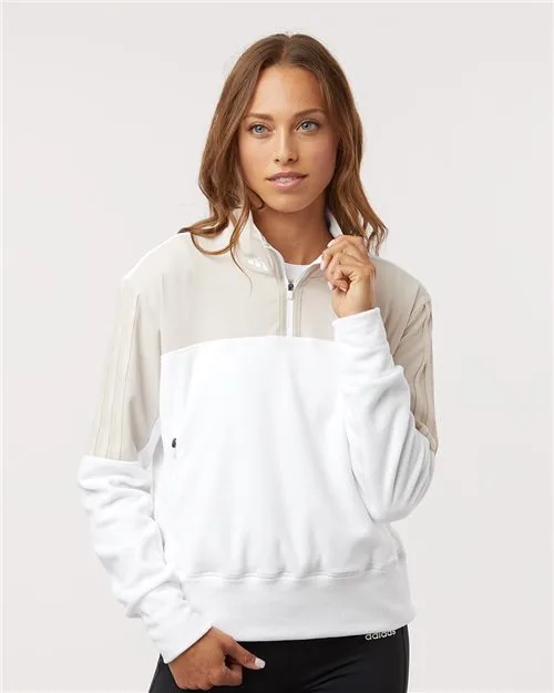 Adidas® Women's Fleece Quarter-Zip Pullover Sweater