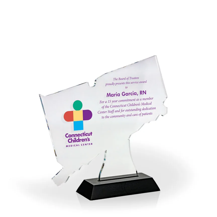 Connecticut Award with Black Wood Base - UV Print