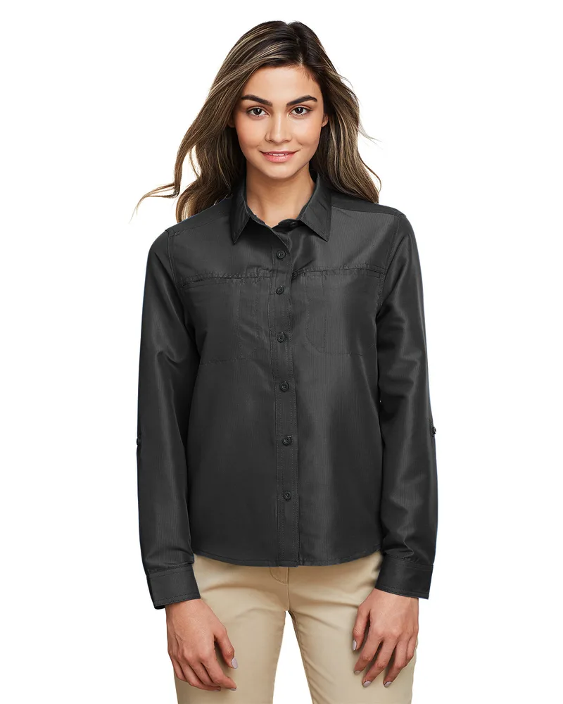 Harriton Ladies' Key West Long-Sleeve Performance Staff Shirt view 3