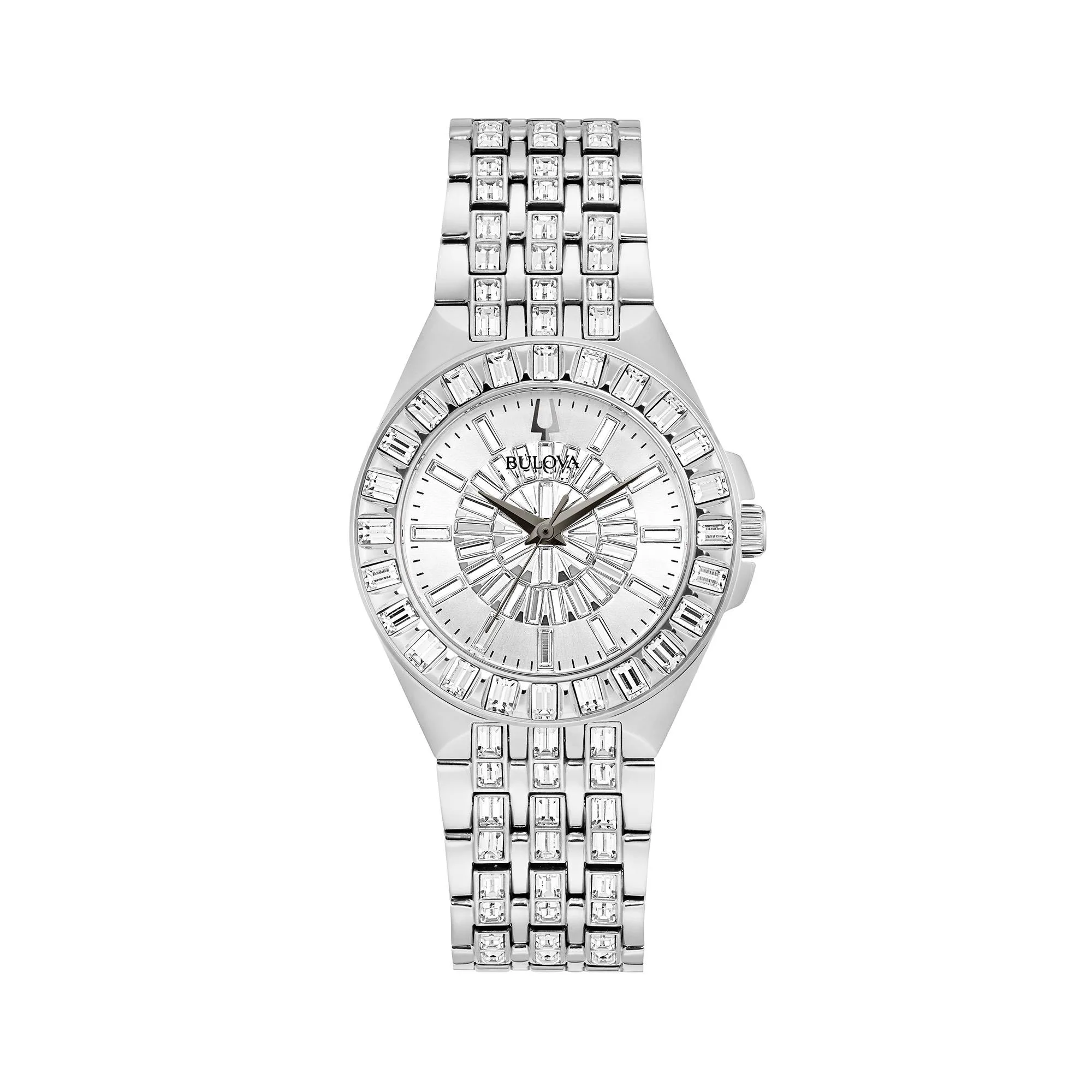 Bulova Watches Ladies' Crystal Phantom Baguette Silver Bracelet Watch