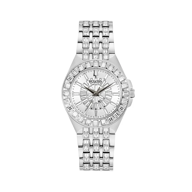 Bulova Watches Ladies' Crystal Phantom Baguette Silver Bracelet Watch