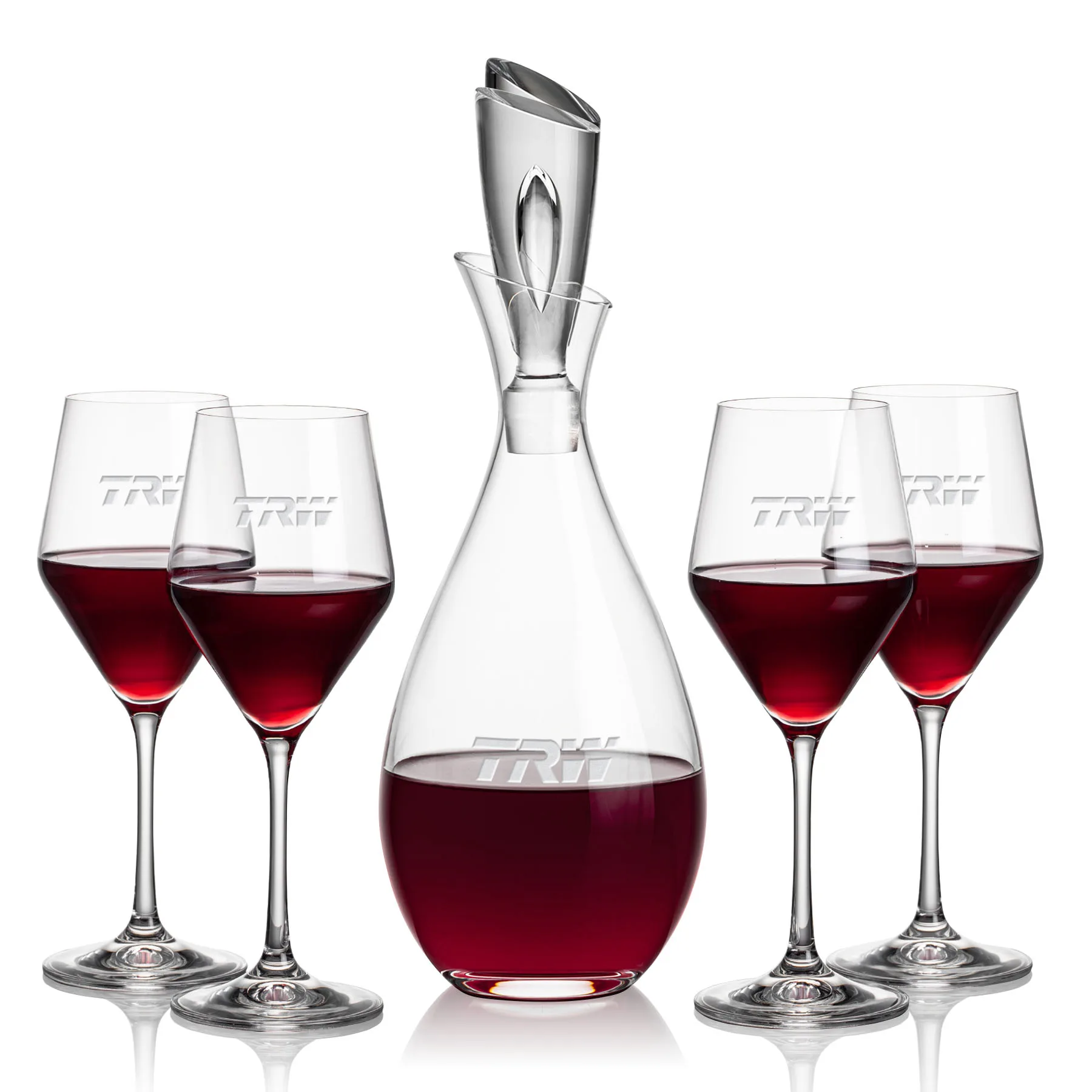 Stemmed Set, Bengston Wine Set, Decanter & 4 Wine
