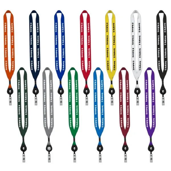 3/4" Polyester Lanyard with Metal Crimp & Retractable Badge Reel