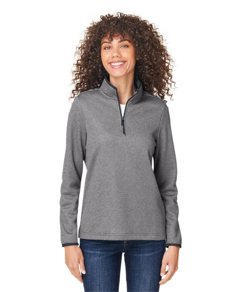 CORE365™ Women's Venture Heathered Stripe Quarter-Zip Pullover Jacket