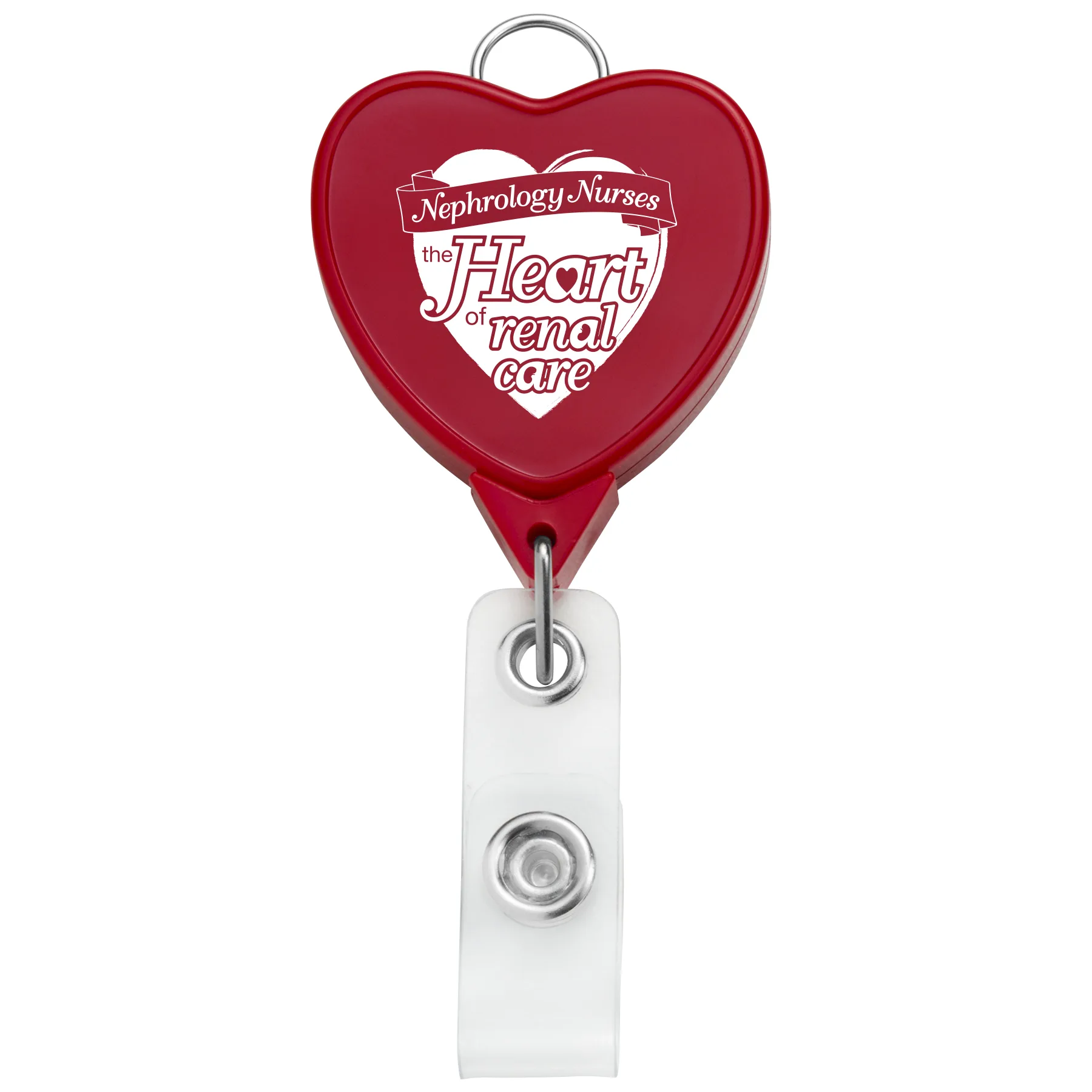 Jumbo Heart Retractable Badge Reel w/lanyard attachment view 4