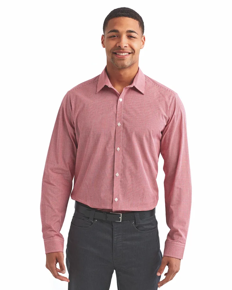 ARTISAN COLLECTION BY REPRIME Men's Microcheck Gingham Long-Sleeve Cotton Shirt view 4