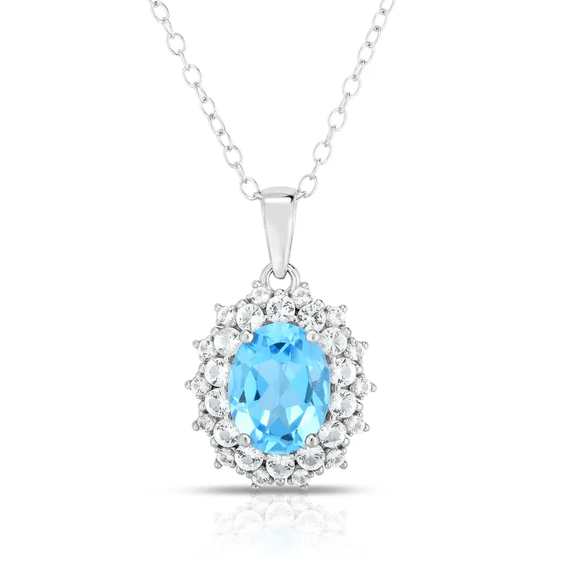 Jilco Inc Sterling Silver Blue Topaz Necklace