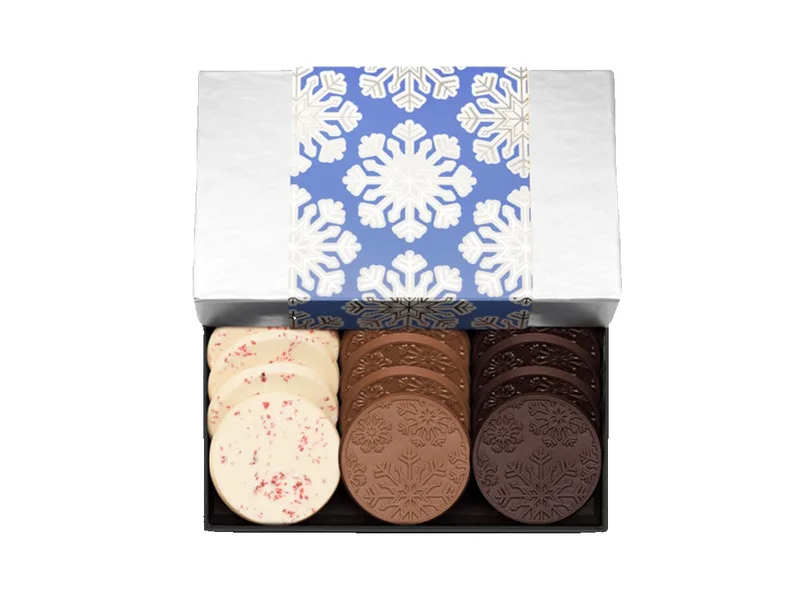 Snowflake Gourmet 12-Piece Chocolate Cookie Gift Set with Luxury Holiday Packaging