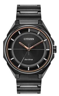 Citizen® Men's Eco-Drive® Black Stainless Steel Watch w/Black Dial