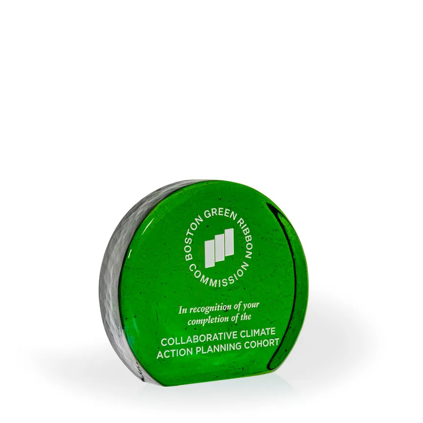 Evergreen Emerald Recycled Glass Award, 4.5"