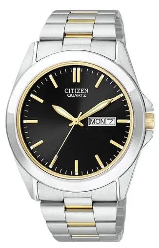 Citizen® Men's Quartz Two-Tone Stainless Steel Watch w/Black Dial