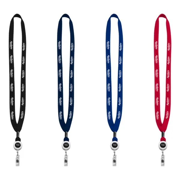 5/8" New Polyester "Shoelace" Lanyard with Retractable Badge Reel view 2