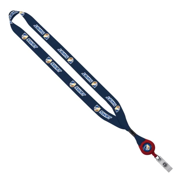 3/4" rPET Dye-Sublimated Lanyard with Metal Crimp And Badge Reel view 4