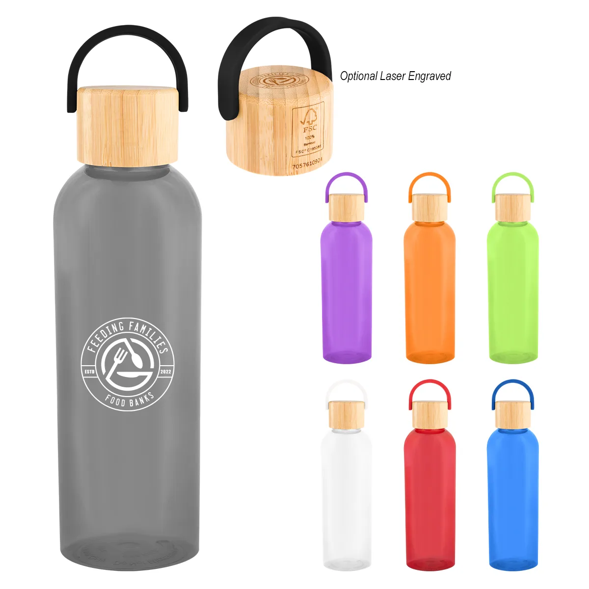 20 Oz. Ally Rpet Bottle With Bamboo Lid And Easy Carry Handle view 2
