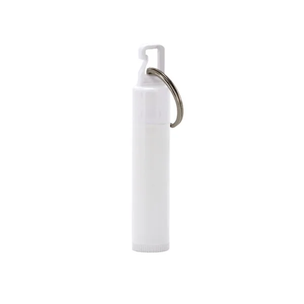 SPF 15 Lip Balm in White Tube with Hook Cap and Silver Metal Split-Ring view 2