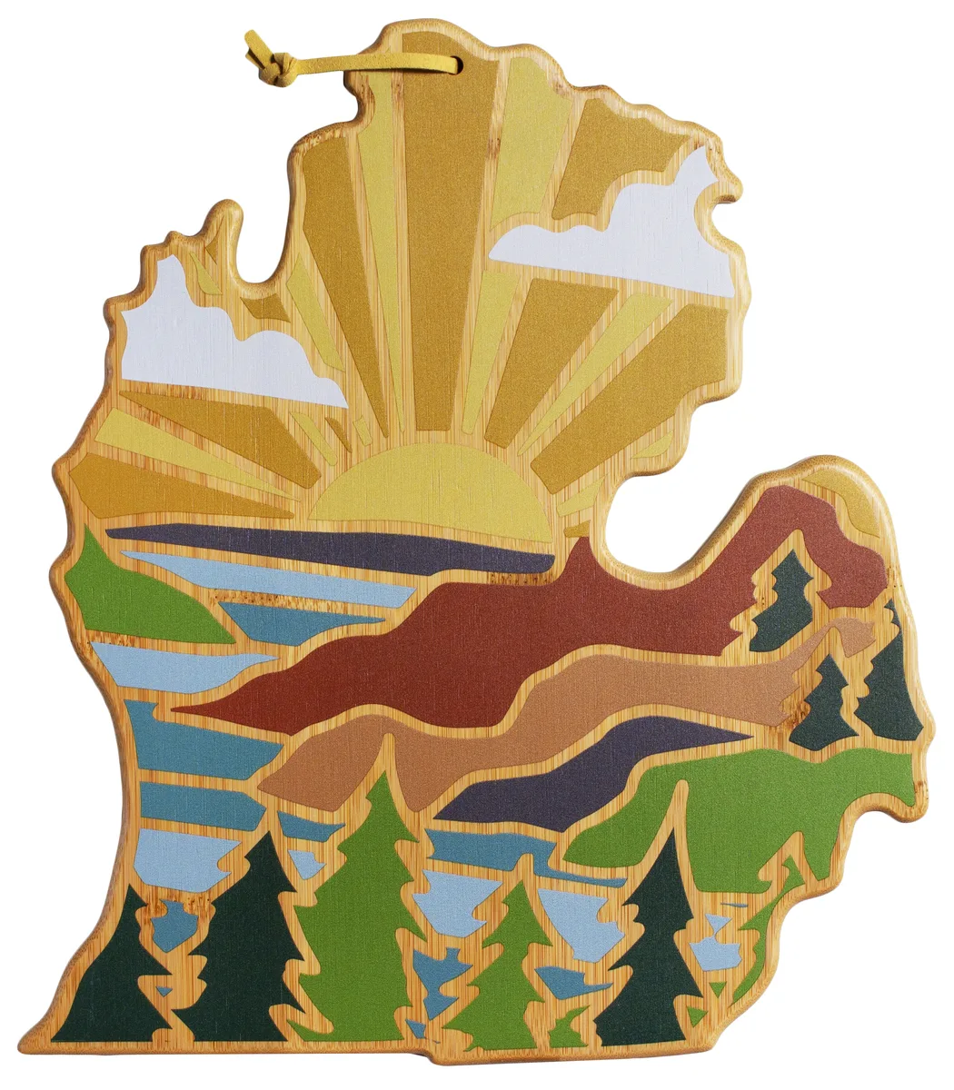 Michigan (Mitten) State Shaped Cutting & Serving Board w/Artwork by Summer Stokes