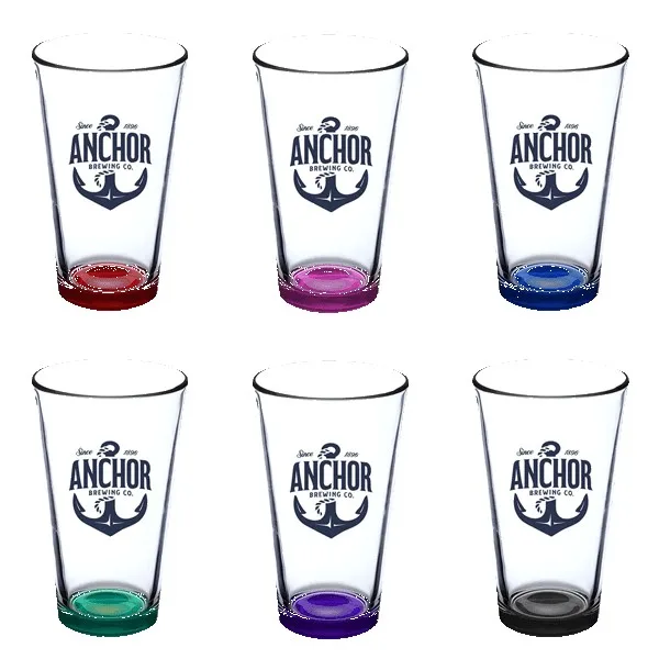 Thirsty 16 oz Pint Glasses with Color Bottom