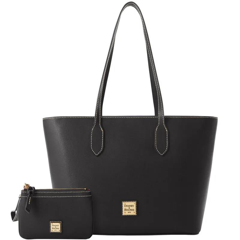 Dooney & Bourke Saffiano Tote And Medium Wristlet - Black