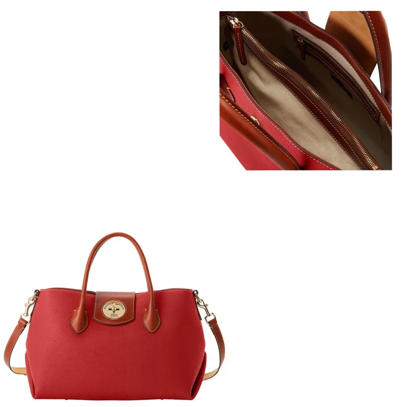 Dooney & Bourke Red Pebble Turnlock Handle Tote 30