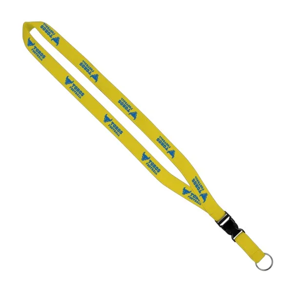 IMPORT 3/4" Polyester Lanyard with Woven Ribbon and Plastic Slide Buckle