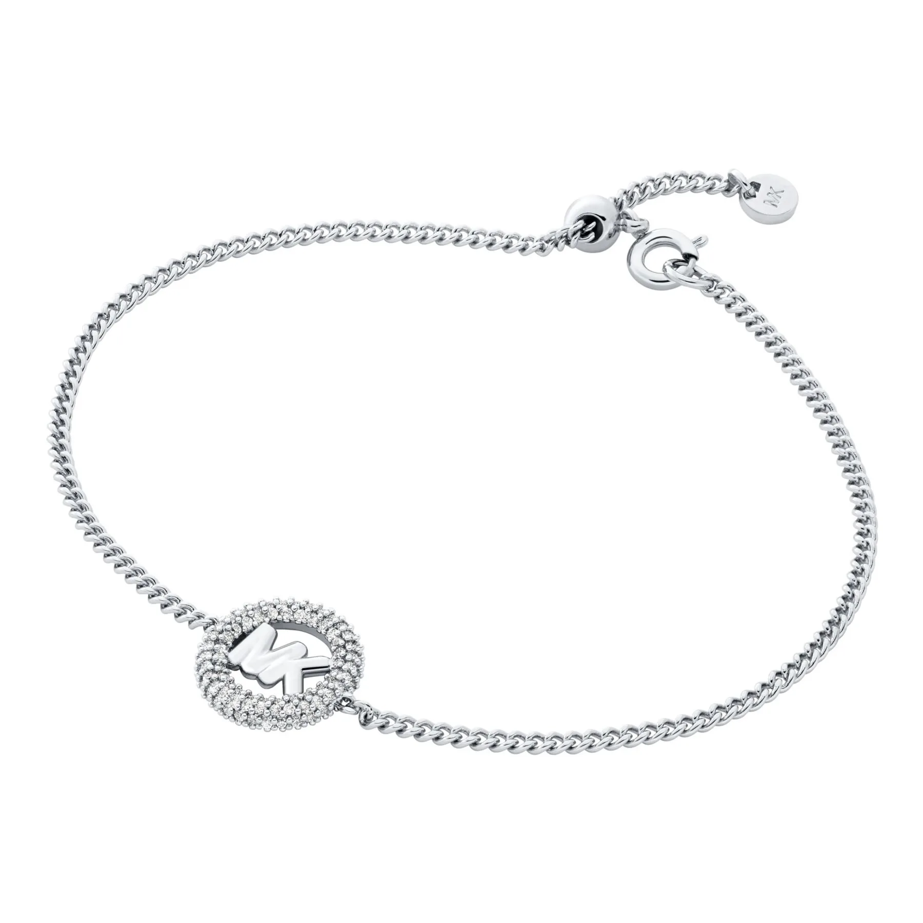 Michael Kors Logo Charm Slider Bracelet in Silver