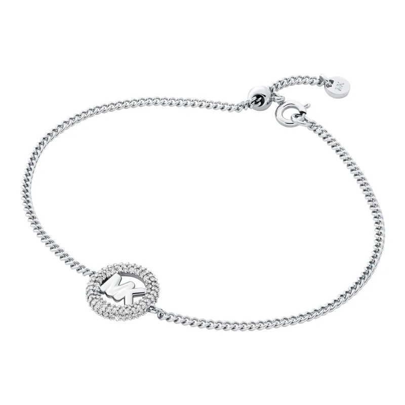 Michael Kors Logo Charm Slider Bracelet in Silver