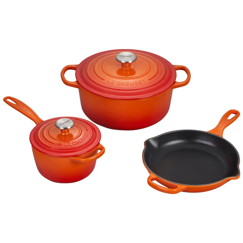 Le Creuset 5Pc Signature Cast Iron Cookware Set Flame