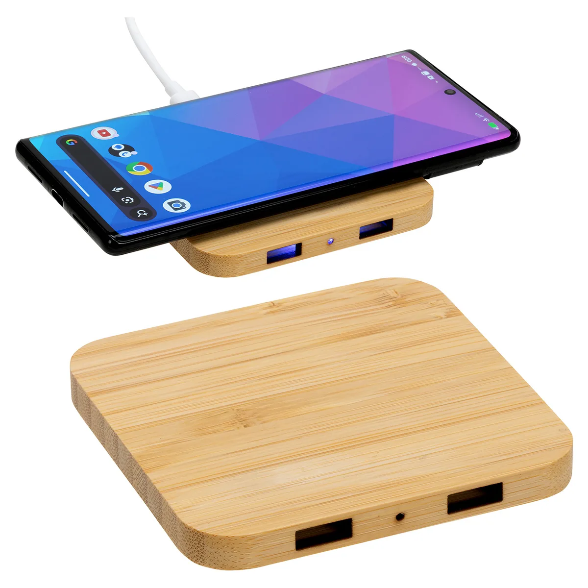 Panda Bamboo 15W Wireless Charger with Dual USB Ports view 2