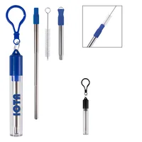 Collapsible Stainless Steel Straw Kit — Black
