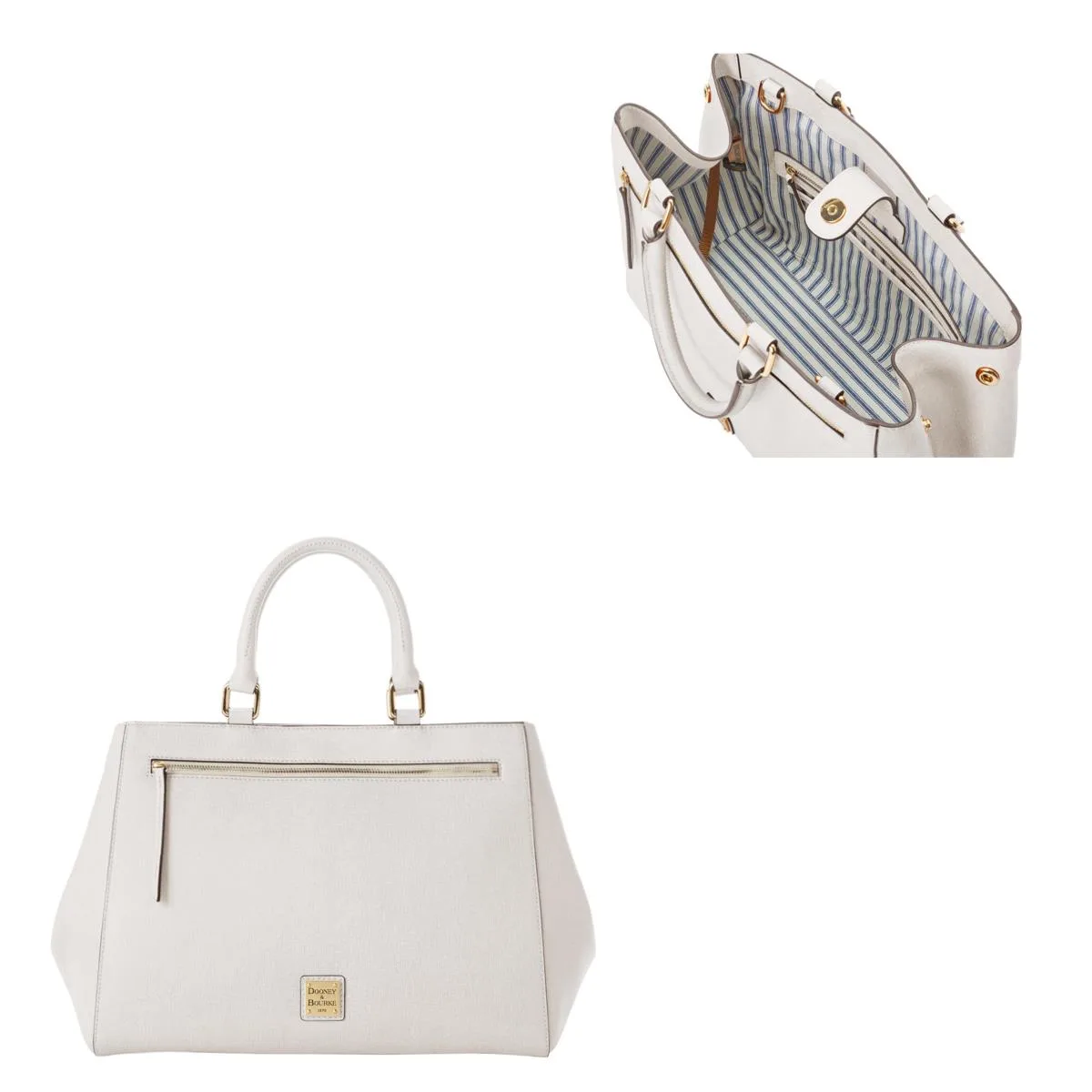 Dooney & Bourke Ecru Saffiano Zip Satchel