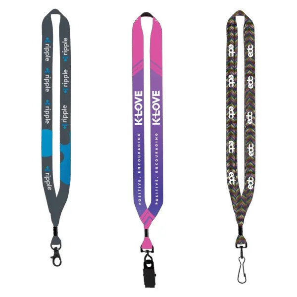 3/4" Dye-Sublimated Lanyard with Metal Crimp & Metal Split-Ring