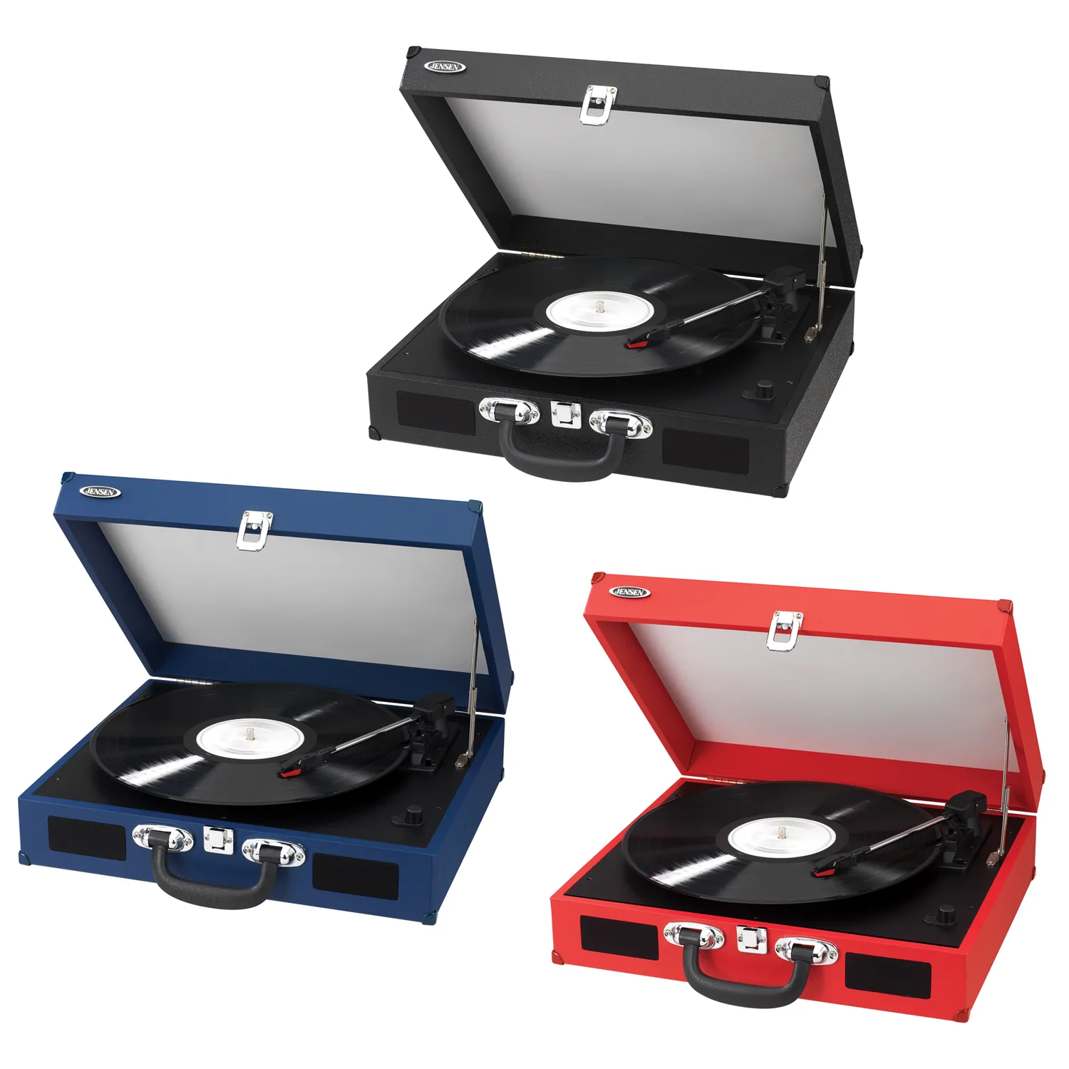 Jensen® Portable 3-Speed Stereo Turntable w/ Built-in Speakers