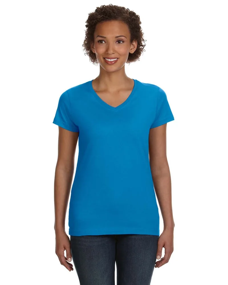 LAT Ladies' V-Neck Fine Jersey T-Shirt view 6