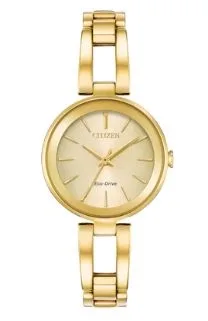 Citizen® Ladies' Axiom Eco-Drive® Gold-Tone Watch w/Champagne Dial