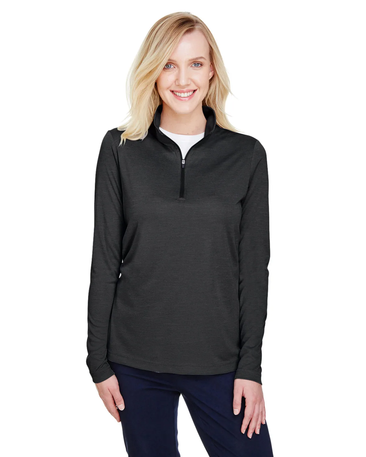 Team 365 Women's Zone Sonic Heather Performance Quarter-Zip Pullover Sweater view 2