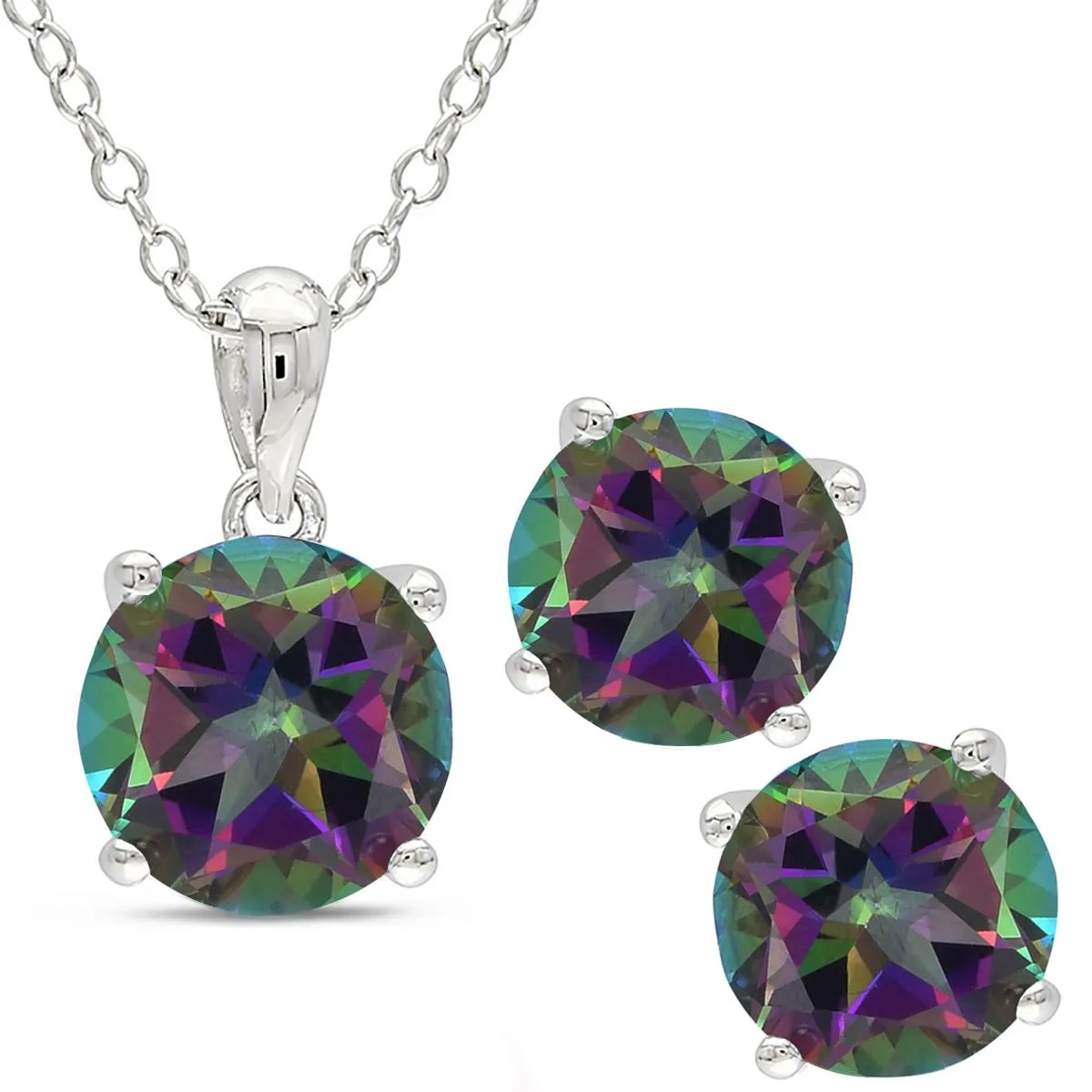 Jilco Inc Mystic Topaz Earring & Necklace Set