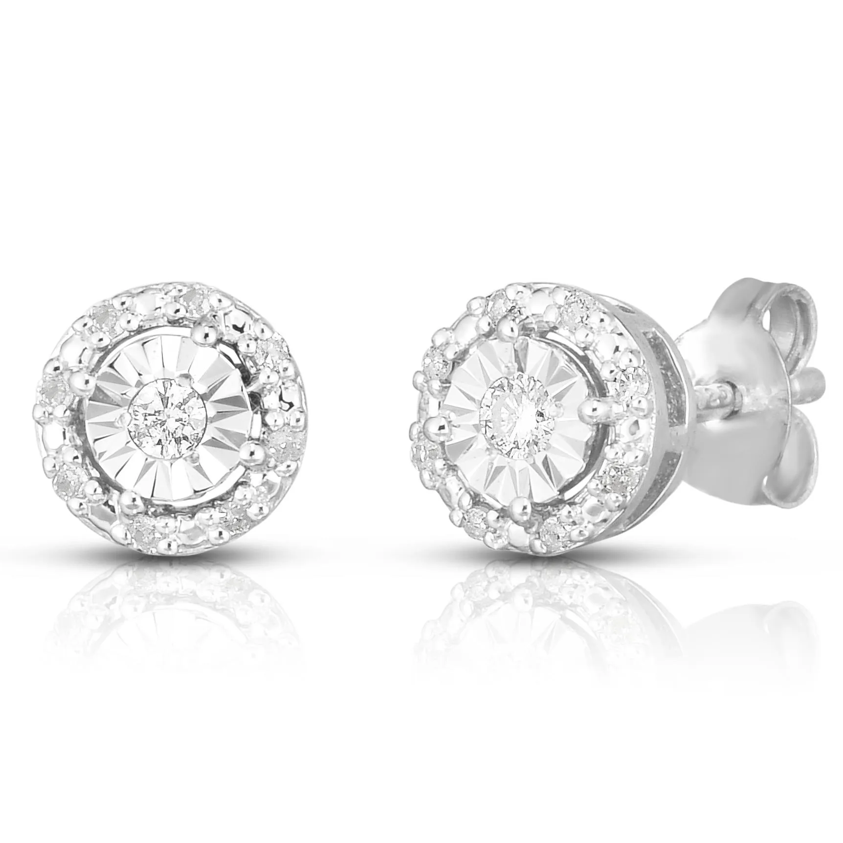 Jilco Inc Diamond Cluster Earrings - Sterling Silver