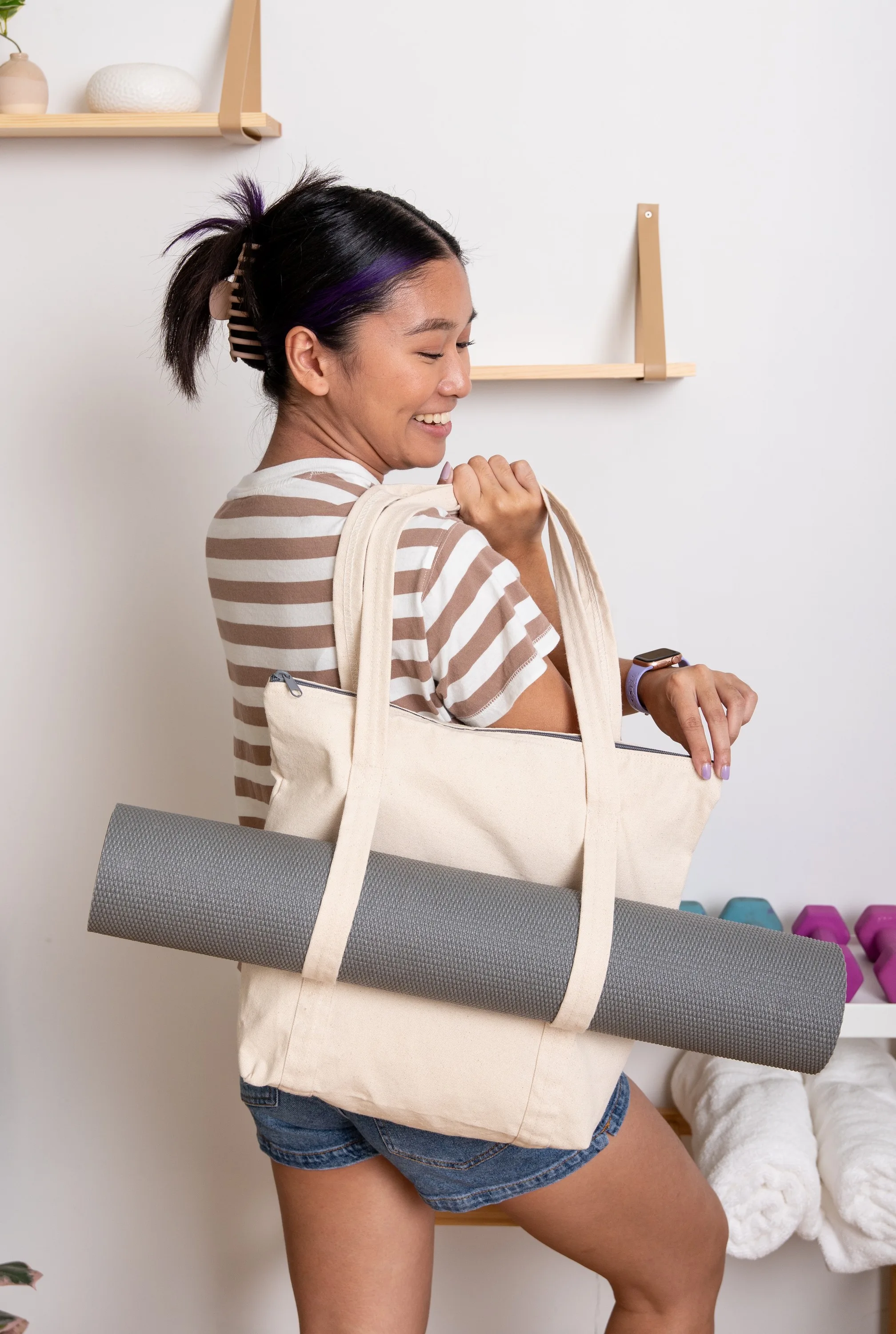 Twinkles Colored Canvas/Denim Yoga Tote view 2