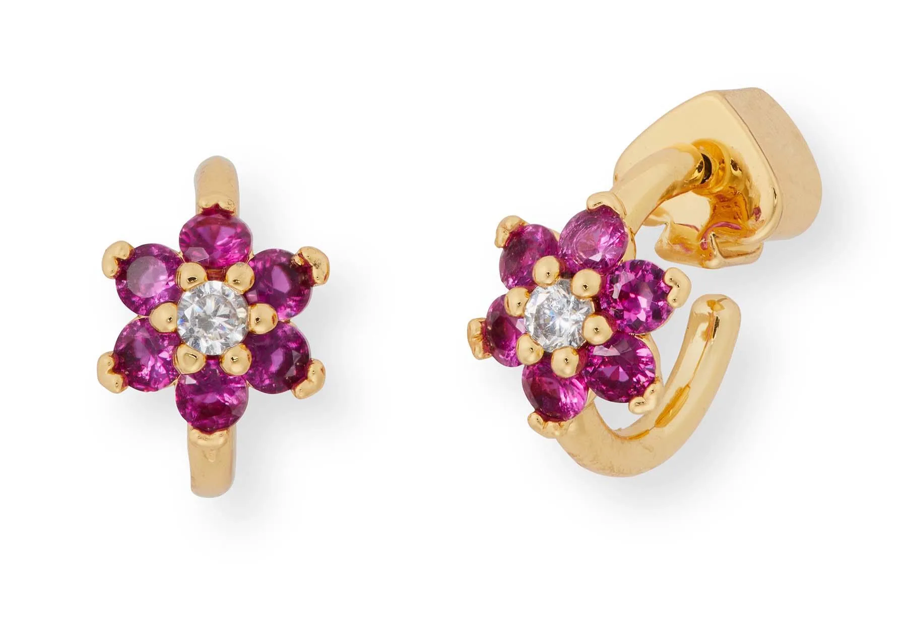 kate spade new york Myosotis Flower Huggies - Pink Gold