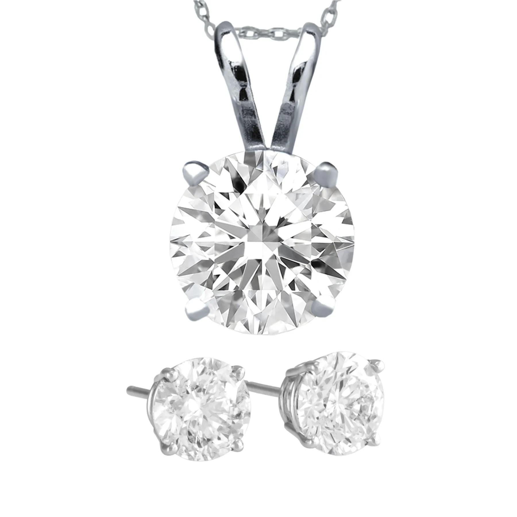 Antwerp Cubic Zirconia Royal Stud Earrings and Dream Necklace Set (2 CTTW)