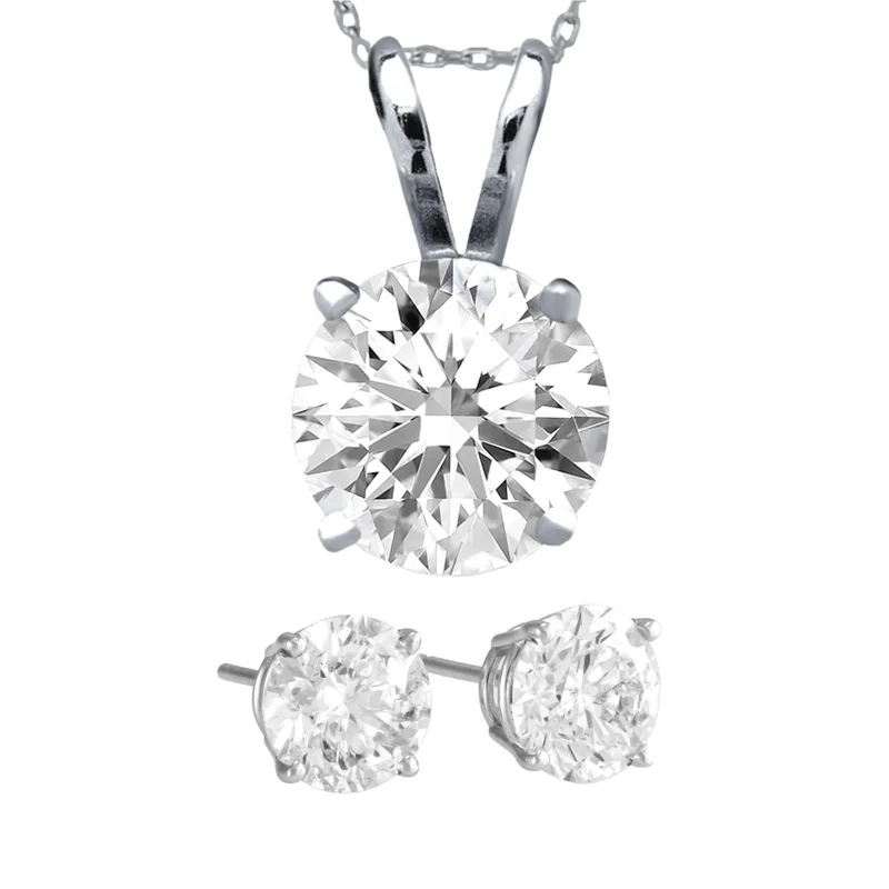 Antwerp Cubic Zirconia Royal Stud Earrings and Dream Necklace Set (2 CTTW)