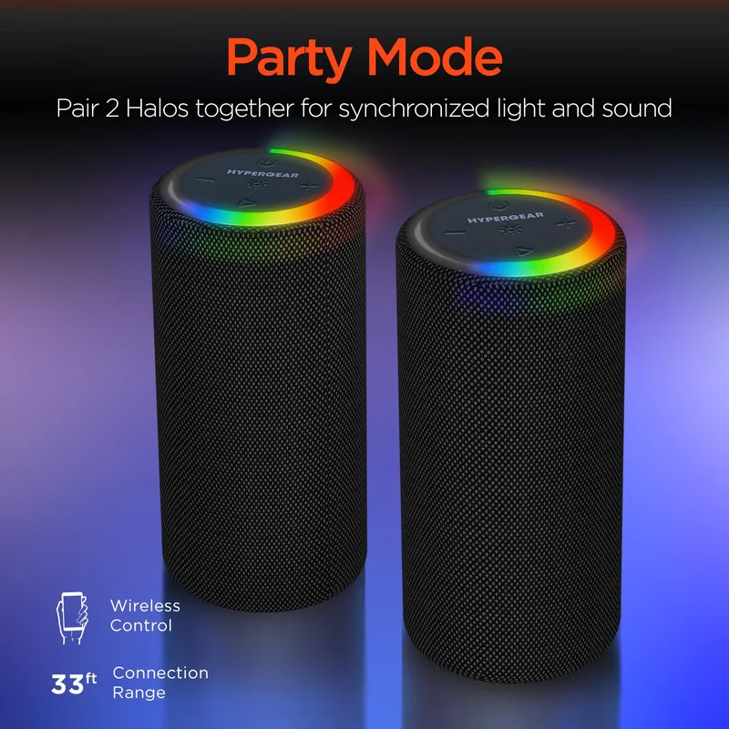 HYPERCEL Hypergear Set Of 2 - Halo Xl Waterproof 360 Led Wireless Speakers