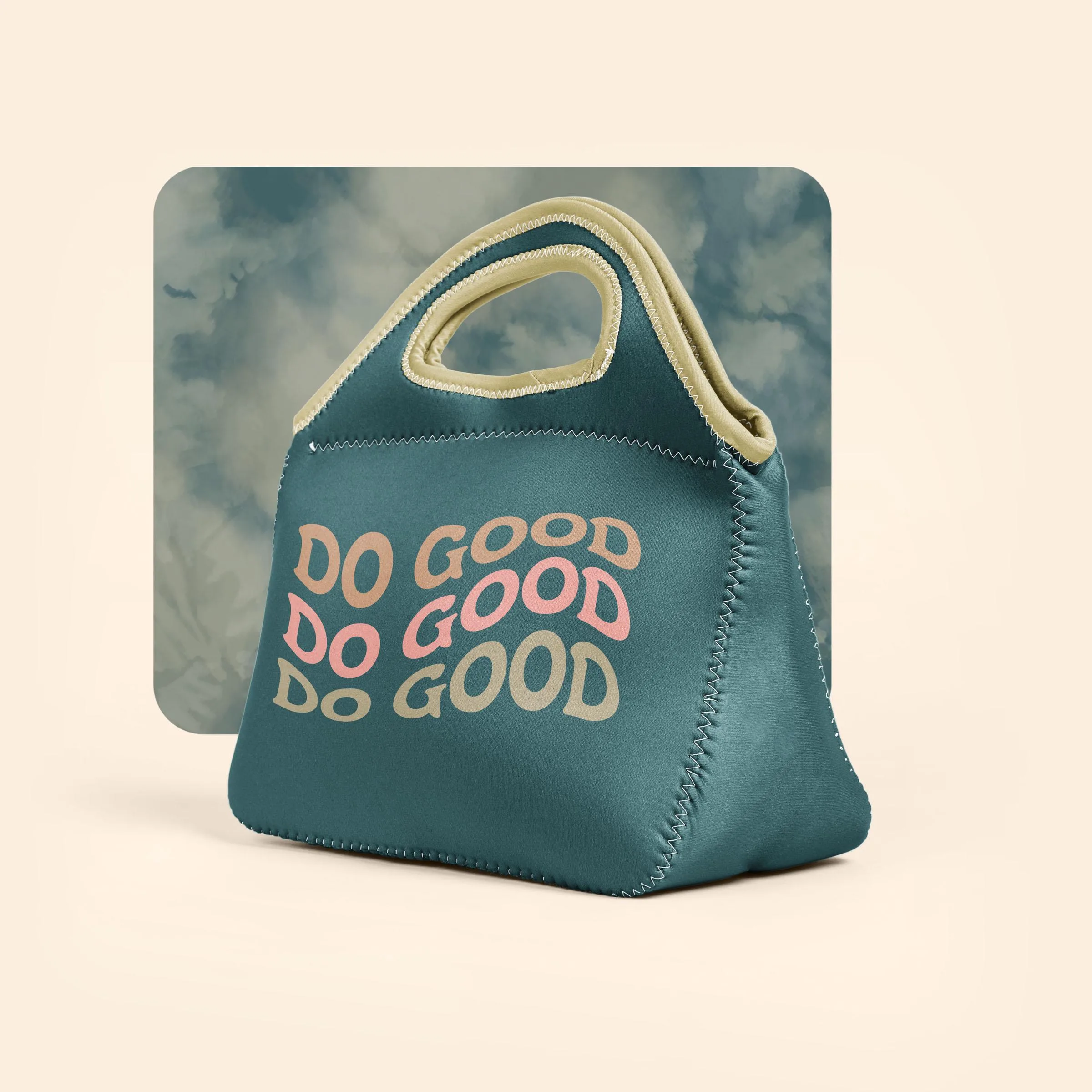 Teal Blue/Khaki Beige Logo Side