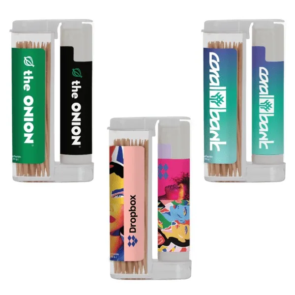 Wooden Toothpicks in a Rectangular Flip-Top Duo w/ SPF 15 Lip Balm view 2