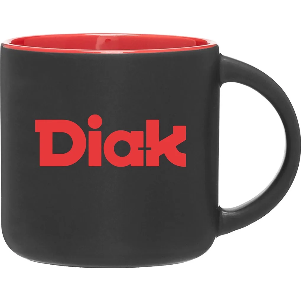 14 oz Minolo Ceramic Mug (Matte Black/Red)