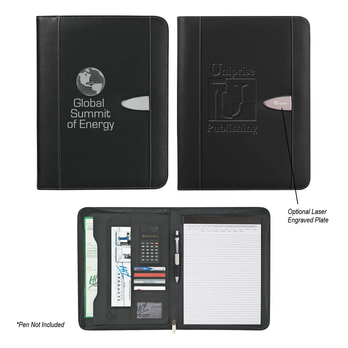 Eclipse Bonded Leather Zippered Portfolio With Calculator view 2